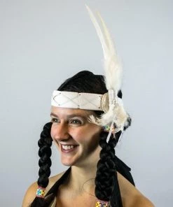 Interalia Womens Indian White Headband Native American Headdress
