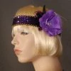 Interalia Flower And Feathers Flapper Headband Deluxe Purple