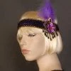 Interalia Ribbon Flower Flapper Headband Deluxe Purple