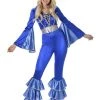 Karnival Costumes Disco Diva 70s Blue Stretch Jumpsuit