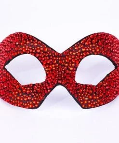 Carta Alta Colombina Red And Black Rhinestone Venetian Mask Womens