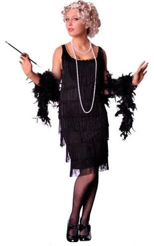 Disguises Flapper Black Full Fringing Long Flapper Women's 1920's Hire Costume 3 Disguises Flapper Black Full Fringing Long Flapper Women's 1920's Hire Costume
