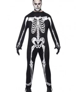 Smiffy's Womens Skeleton Halloween Jumpsuit Adults Costume Day Of The Dead Fancy Dress