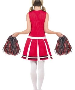 Smiffy's Cheerleader Adult Womens Fancy Dress Party Costume With Pom Poms
