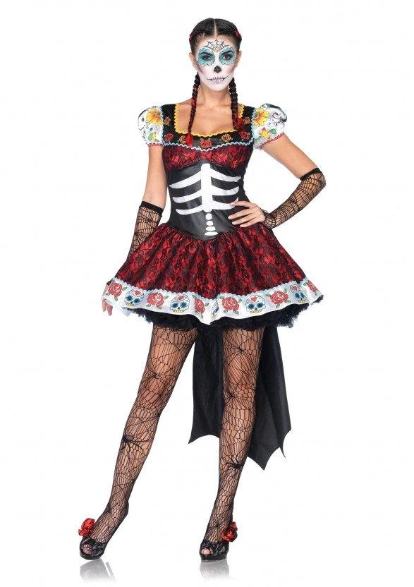 Leg Avenue Day Of The Dead Senorita Womens Hire Costume 3 Leg Avenue Day Of The Dead Senorita Womens Hire Costume