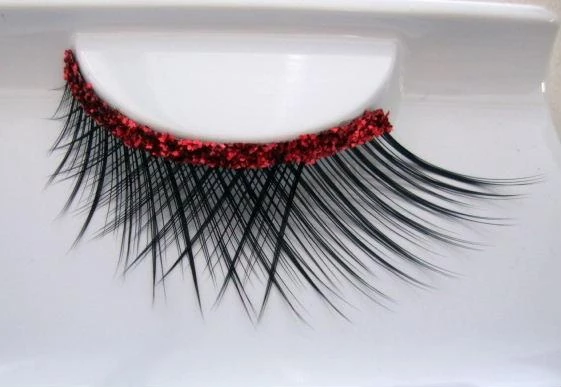 Carnival Products Glitter Trim Red False Eyelashes Womens 4 Carnival Products Glitter Trim Red False Eyelashes Womens