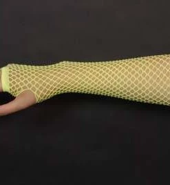 Interalia Fishnet Long 1980's Yellow Fingerless Gloves