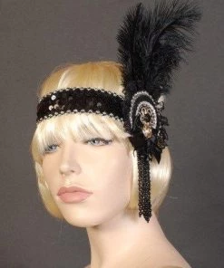 Interalia Bow Black Flapper Deluxe Headband