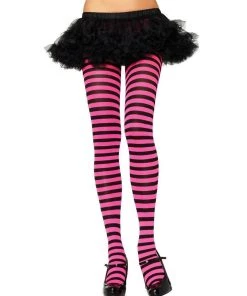 Music Legs Womens Striped Coloured Tights Fancy Dress Stockings