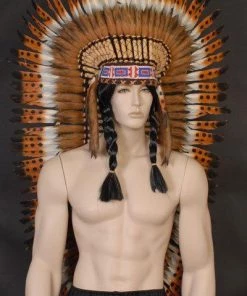Interalia Native American Indian Headdress Tan Tip Feather