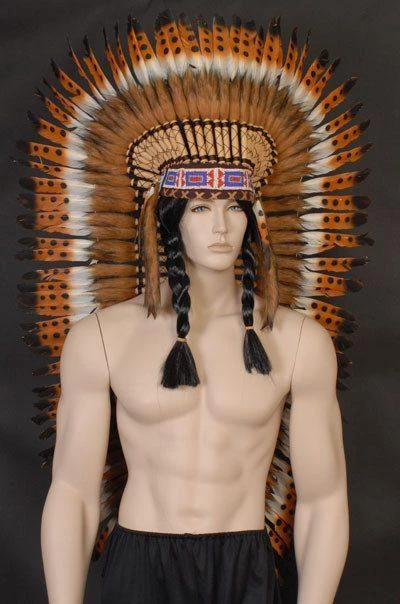 Interalia Native American Indian Headdress Tan Tip Feather 3 Interalia Native American Indian Headdress Tan Tip Feather