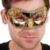 Tomfoolery Luciana Men's Masquerade Mask Black & Gold Mens 1 Tomfoolery Luciana Men's Masquerade Mask Black & Gold Mens