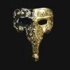 Carta Alta Long Nose Masquerade Male Venetian Mask Gold & Black 2 Carta Alta Long Nose Masquerade Male Venetian Mask Gold & Black