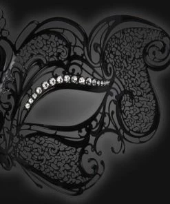 Carta Alta Gatto Cat Black Filigree Venetian Mask Authentic Italian Masquerade Womens