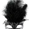 Tomfoolery Carmela Women's Venetian Style Masquerade Mask Black And Silver