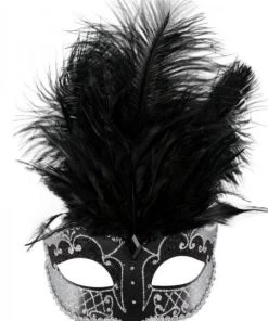 Tomfoolery Carmela Women's Venetian Style Masquerade Mask Black And Silver