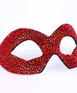 Carta Alta Colombina Red And Black Rhinestone Venetian Mask Womens