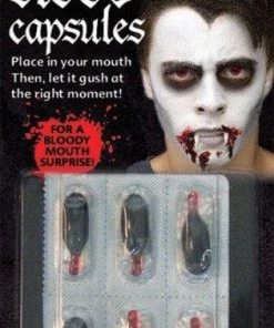 Jack In The Box Blood Capsules Vampire Liquid Fake Pills Halloween Gag Joke Party Set Womens