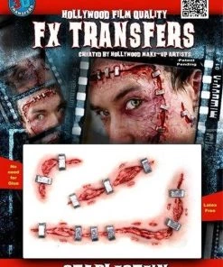 Tinsley Transfers Stapled Face Wound Scars Halloween Costume Makeup 3D FX Transfers