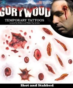 Tinsley Transfers Shot & Stabbed Temporary Tattoos Buy Costumes