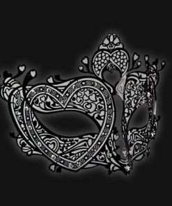 Carta Alta Oriental Black Metal Filigree Ladies Venetian Mask Masquerade