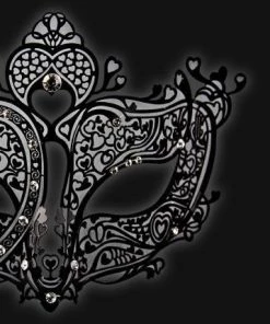 Carta Alta Oriental Black Metal Filigree Ladies Venetian Mask Masquerade