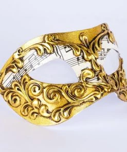 Carta Alta Womens Music Gold Baroque Venetian Mask Classic Baroque Masquerade