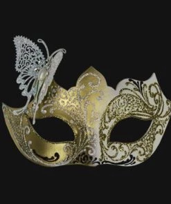 Carta Alta Butterfly Mask For Ladies Venetian Filigree Little Butterfly White & Gold 11 Carta Alta Butterfly Mask For Ladies Venetian Filigree Little Butterfly White & Gold