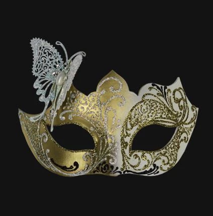 Carta Alta Butterfly Mask For Ladies Venetian Filigree Little Butterfly White & Gold 6 Carta Alta Butterfly Mask For Ladies Venetian Filigree Little Butterfly White & Gold