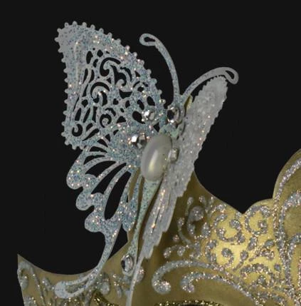 Carta Alta Butterfly Mask For Ladies Venetian Filigree Little Butterfly White & Gold 8 Carta Alta Butterfly Mask For Ladies Venetian Filigree Little Butterfly White & Gold