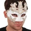 Tomfoolery Mens Cavalli Centurion Men's Venetian Style Masquerade Mask White