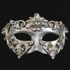 Carta Alta Womens Harlequin Silver Venetian Mask Baroque Masquerade With Crystal