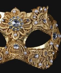 Carta Alta Macrame Gold Mask Baroque Venetian Masquerade Womens
