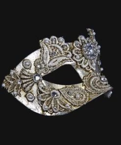 Carta Alta Macrame Venetian Women's Silver Masquerade Mask