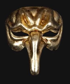 Carta Alta Pulcinella Men's Venetian Mask Authentic Naso Gold Masquerade Mens