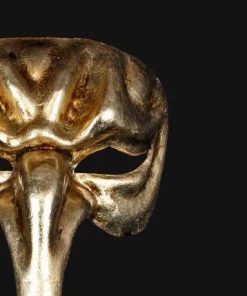Carta Alta Pulcinella Men's Venetian Mask Authentic Naso Gold Masquerade Mens