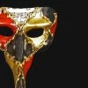 Carta Alta Long Nose Masquerade Mask Venetian Black Gold & Red Mens