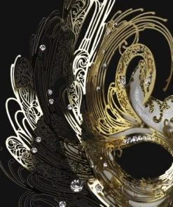 Carta Alta Swan Ladies Venetian Filigree Mask White & Gold Deluxe