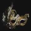 Carta Alta Swan Ladies Venetian Filigree Mask White & Gold Deluxe