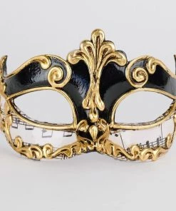 Carta Alta Music Paper Mask Traditional Venetian Black & Gold