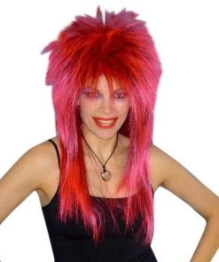 Carnival Products Womens Cindy Lauper 80s Spiky Layered Wig Pink & Black Party Costume Mullet