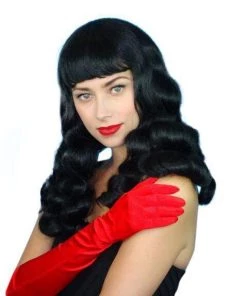 Carnival Products Womens Burlesque Black Long Wavy Costume Wig 20's & 30's Fancy Dress