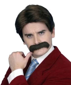 Carnival Products Mens Ron Burgundy Costume Wig And Moustache