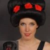 Interalia Geisha Wig With Red Roses Asian Oriental Japanese Hair Accessory